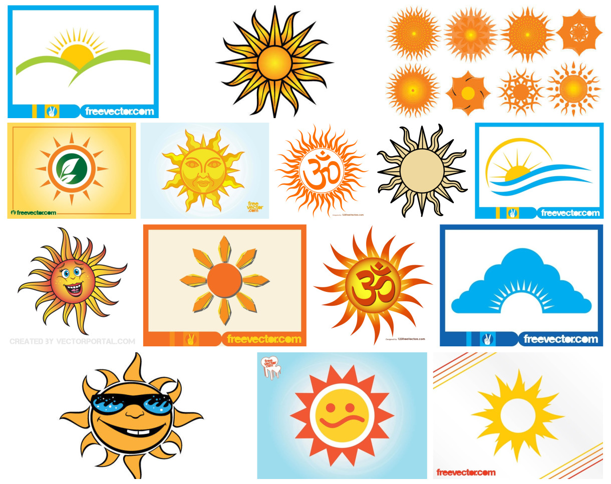 15 Sun Vector Clipart Graphics: Free Editable Design Resource