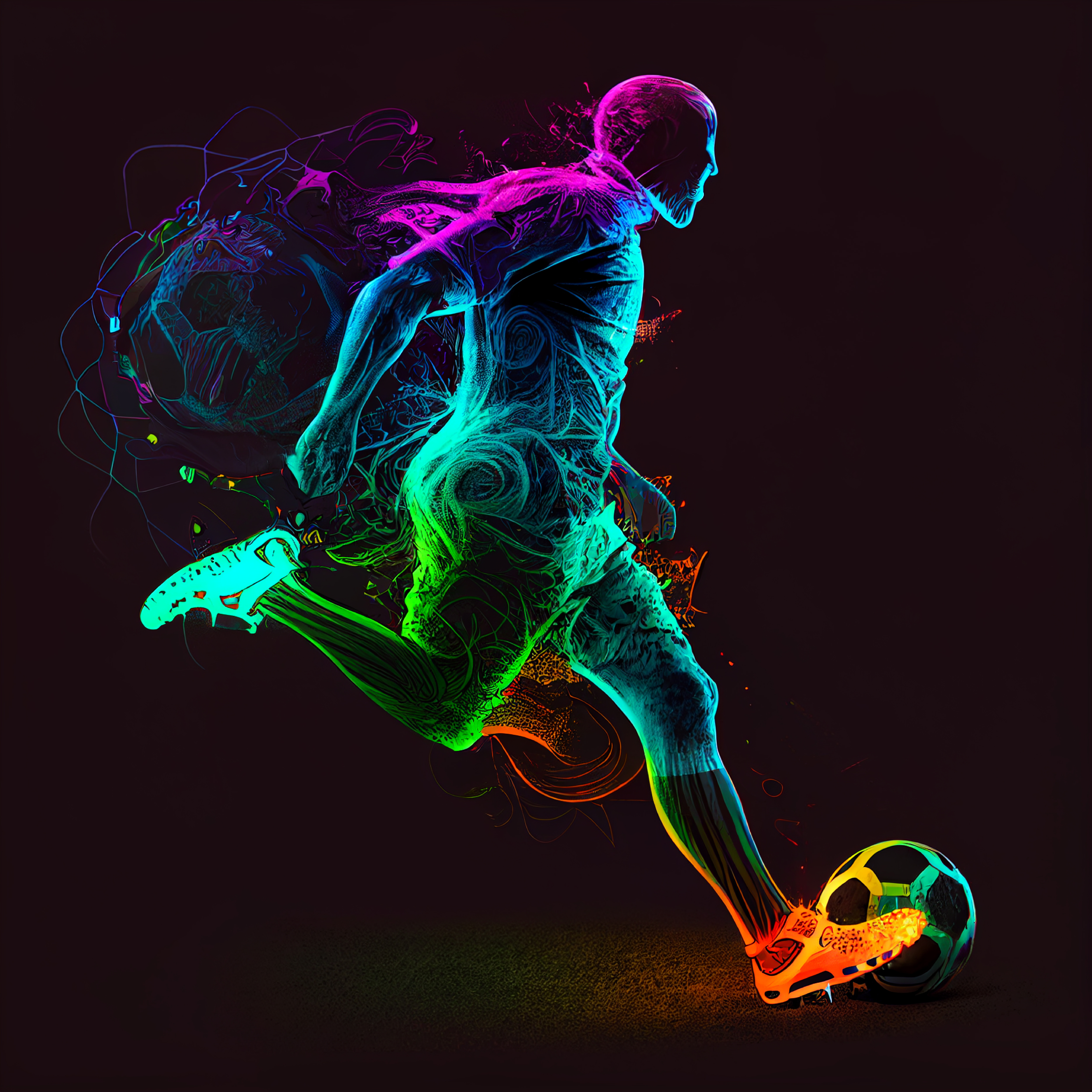 Neon Football Player Image