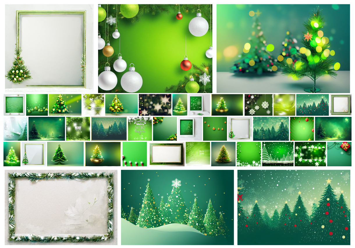 Embrace the Season: 43 Enchanting Green Christmas Backgrounds and Frames for Your Festive Designs