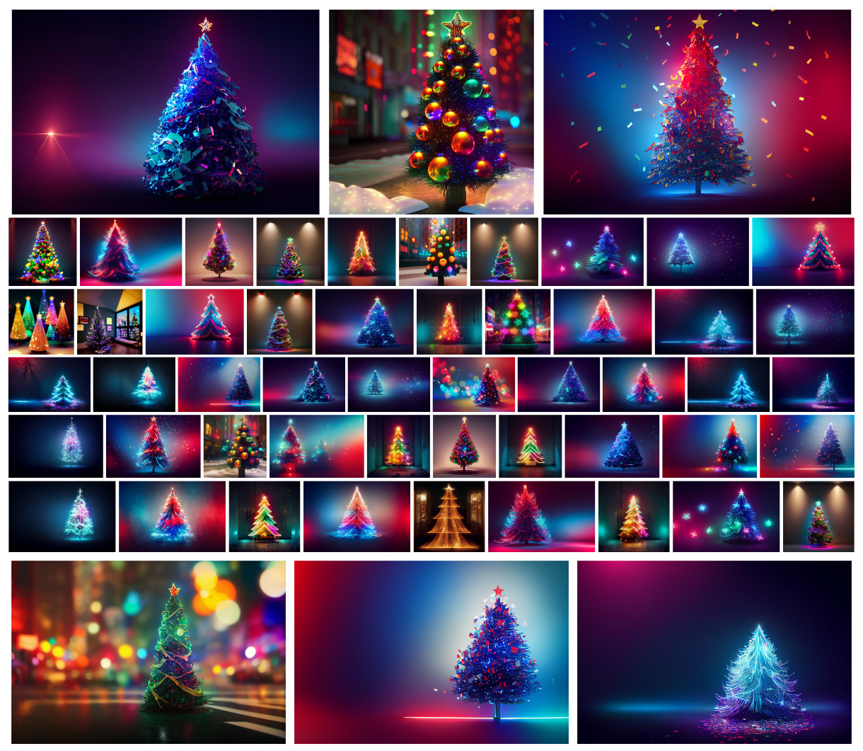 Embrace the Sparkle: 55 Neon Christmas Tree Backgrounds and Greeting Card Designs