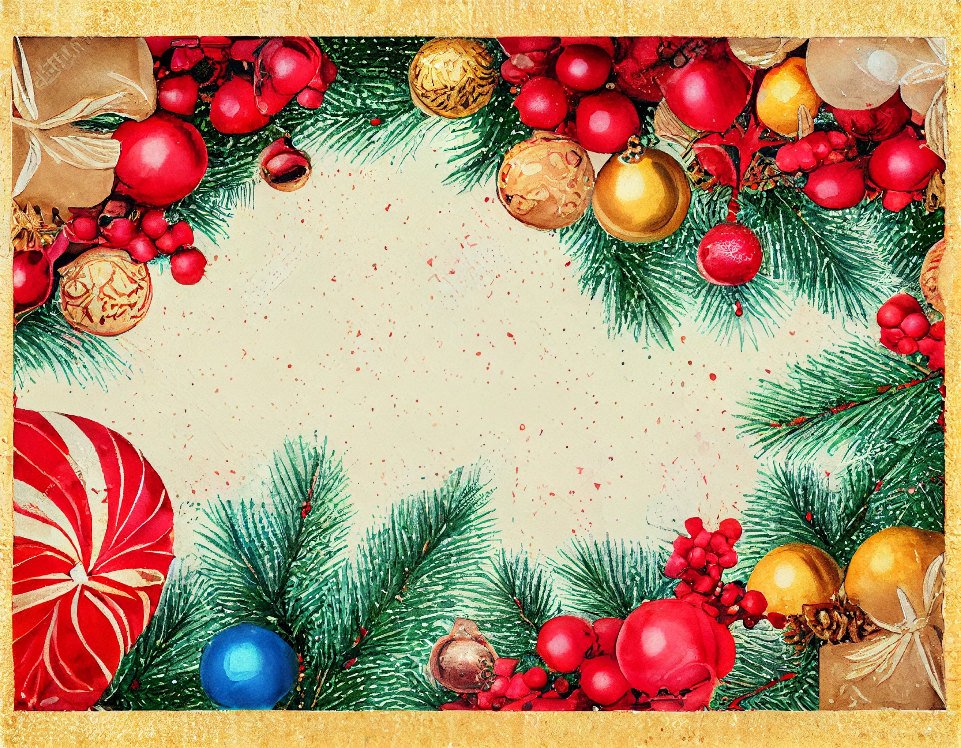 Watercolor Christmas Frame Image