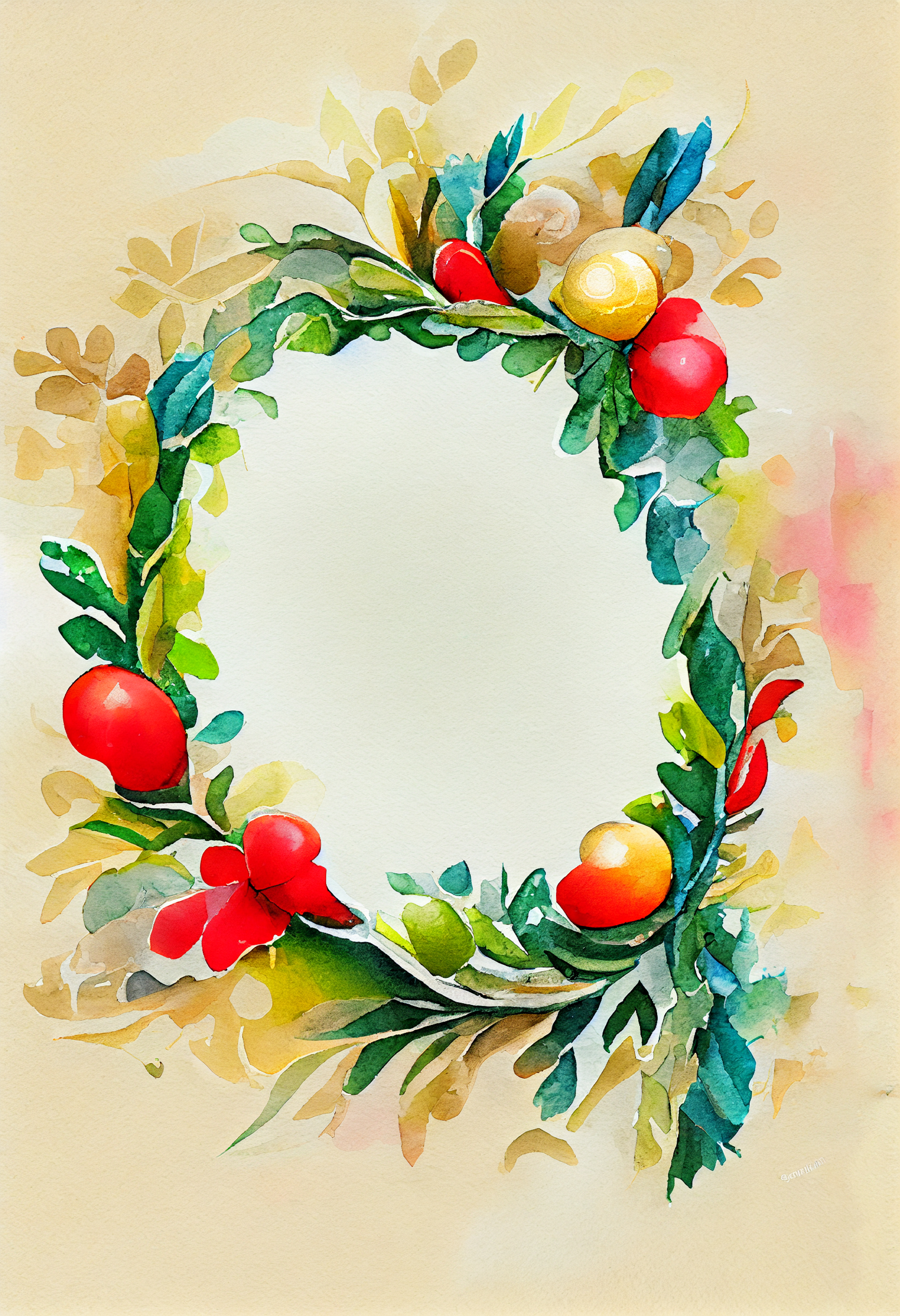Watercolor Christmas Frame Image