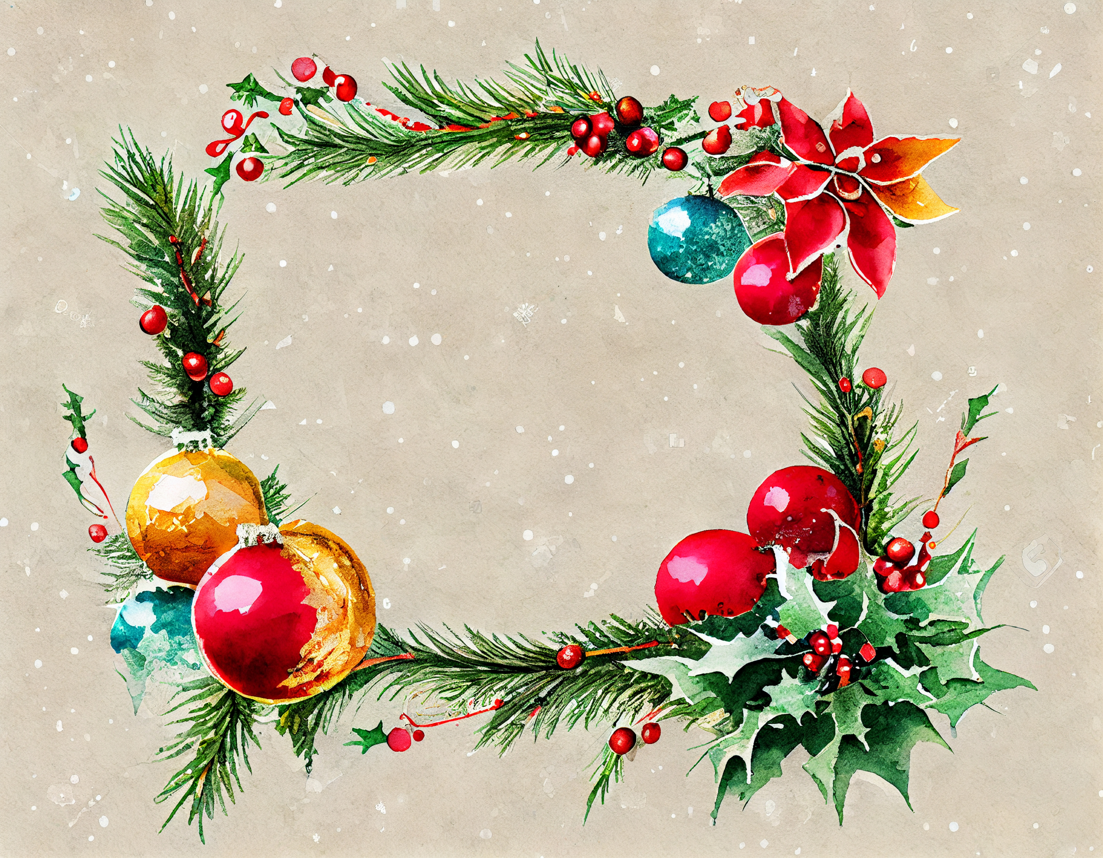 Watercolor Christmas Frame Image