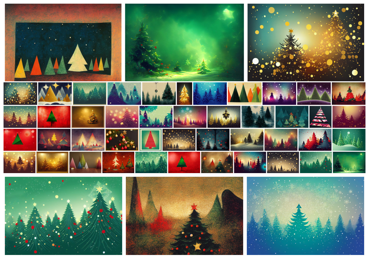 Elevate Your Designs: 50 Royalty-Free Christmas Tree Backgrounds and Winter Design Resources for Your Greeting Cards and More