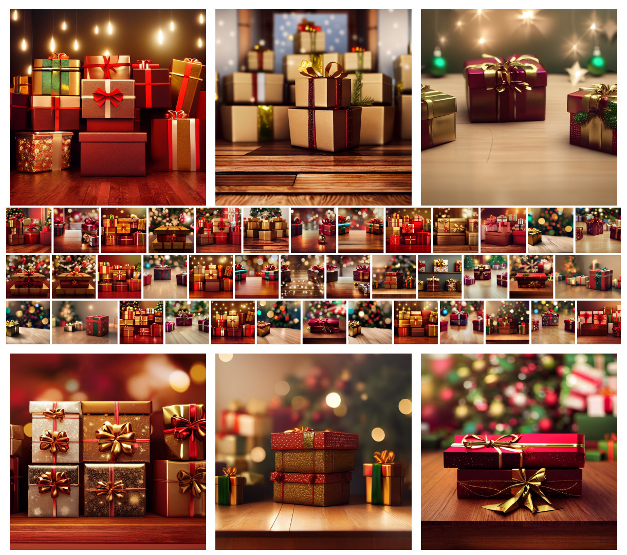 Exploring 45 Festive Christmas Gift Box Designs on Wooden Backgrounds