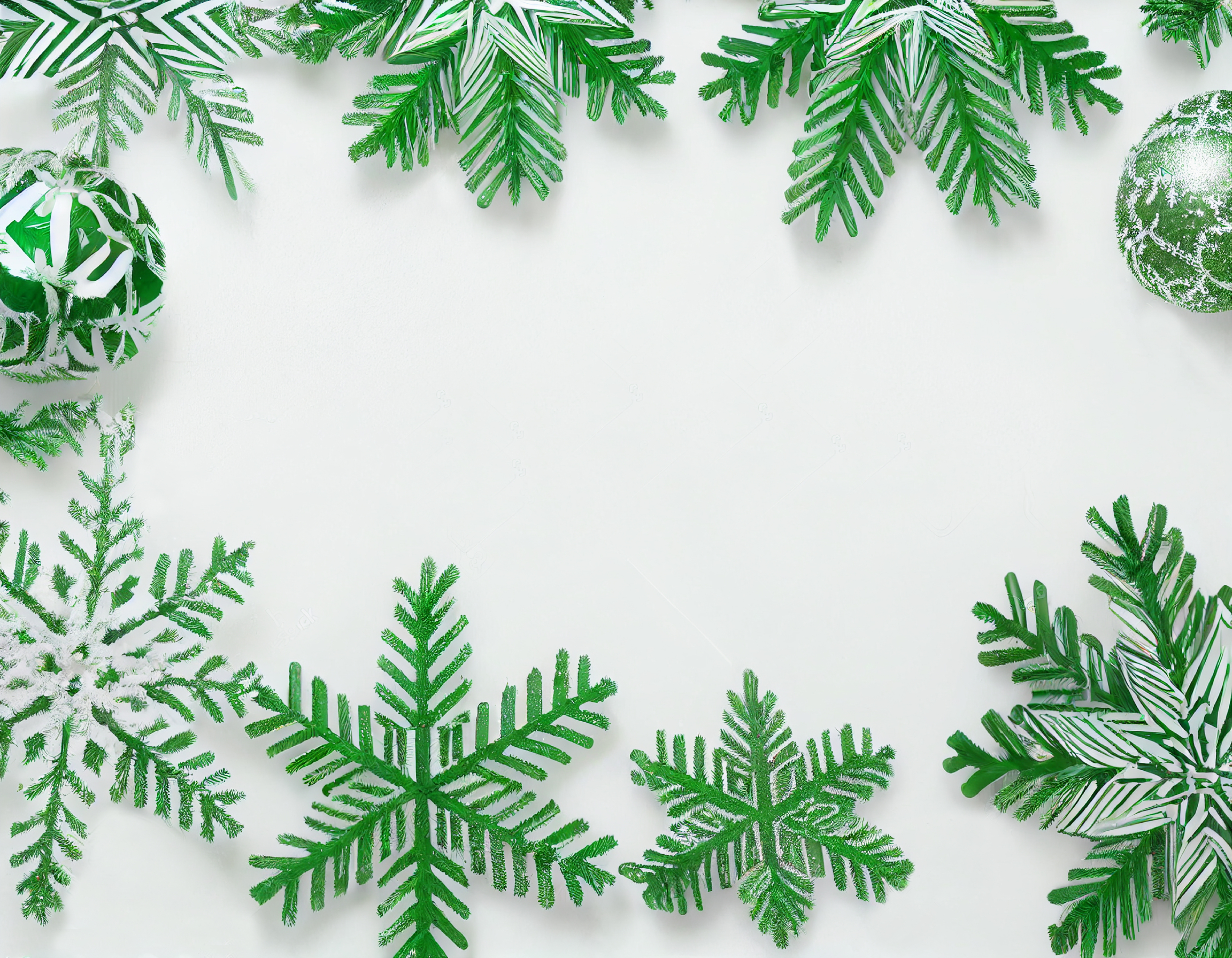 Christmas Frame Background with Fir Branches Top View