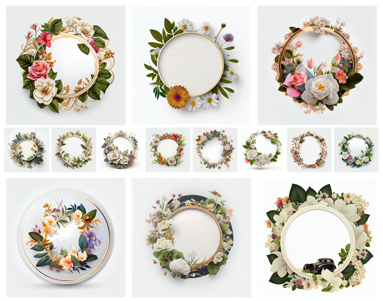 Captivating Flower Circle Frames: 14 Free Flower Circle Frames for High-Resolution Print Ready Designs