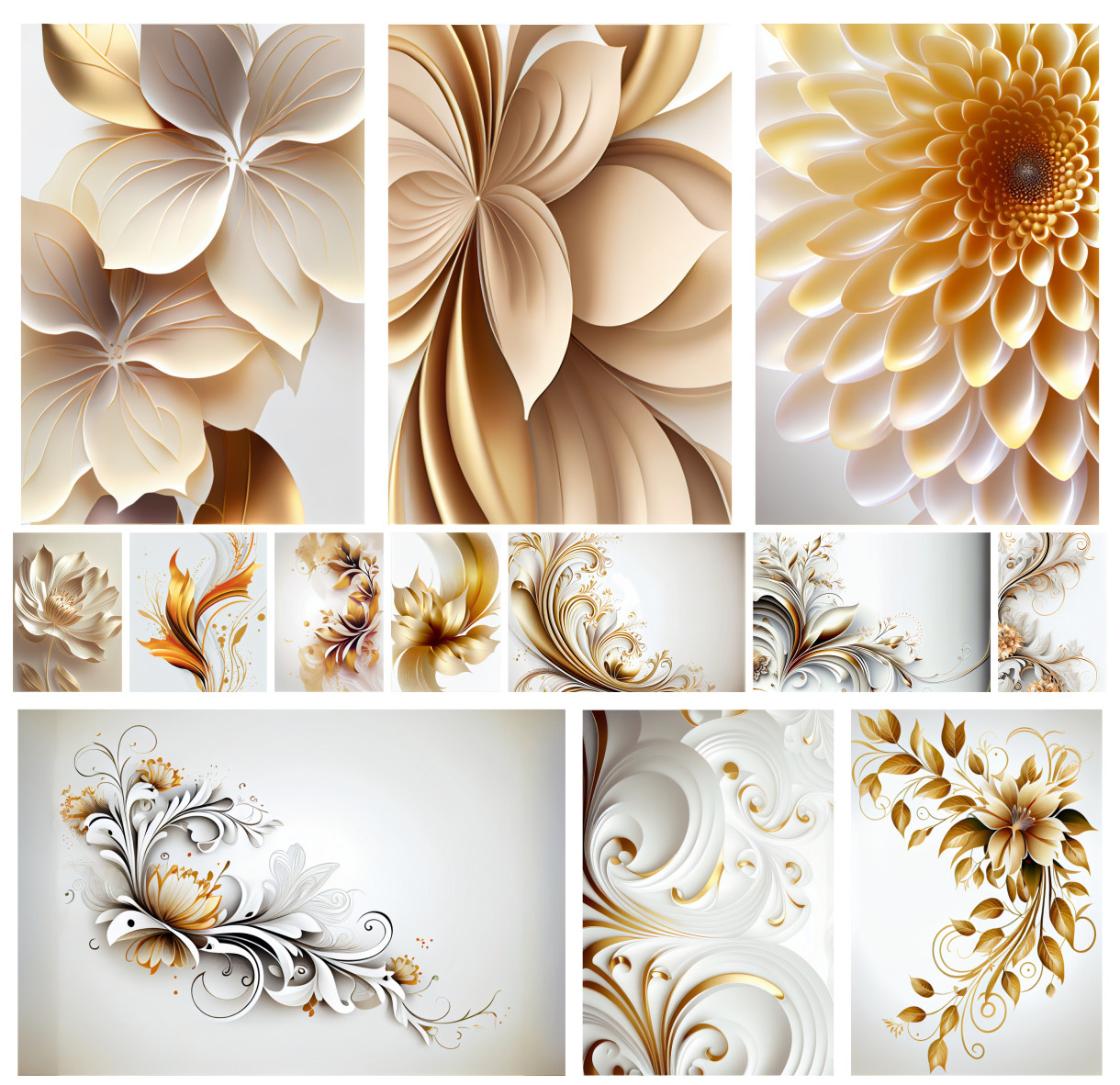 Gilded Elegance: 13 Free Gold Flower Backgrounds for Your Creative Projects