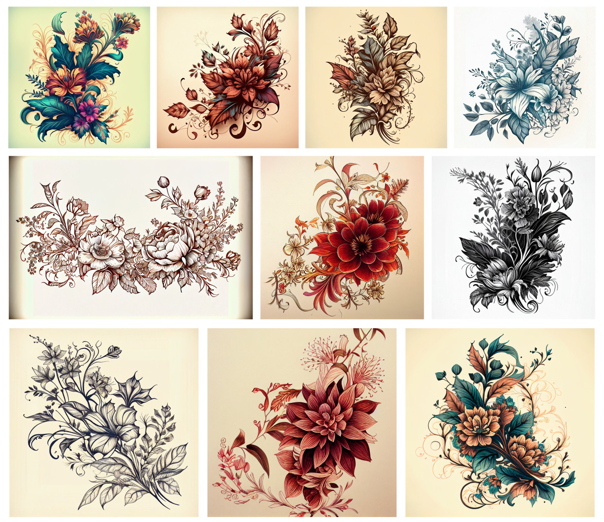 Nature’s Brushstroke: 10 Free Hand-Drawn Flower Backgrounds for Your Designs