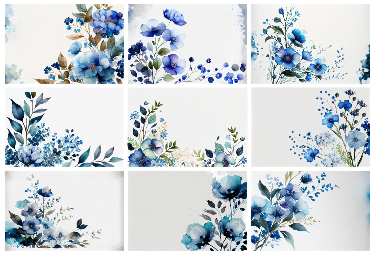 Card Perfection: Watercolor Blue Flower Card Background