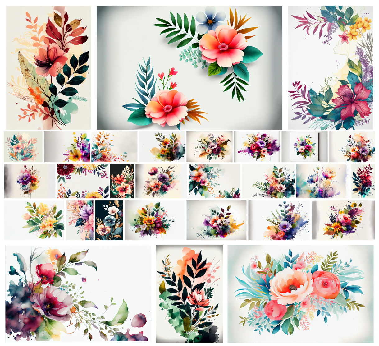 Exploring the Vivid Spectrum: Watercolor Colorful Flower Backgrounds