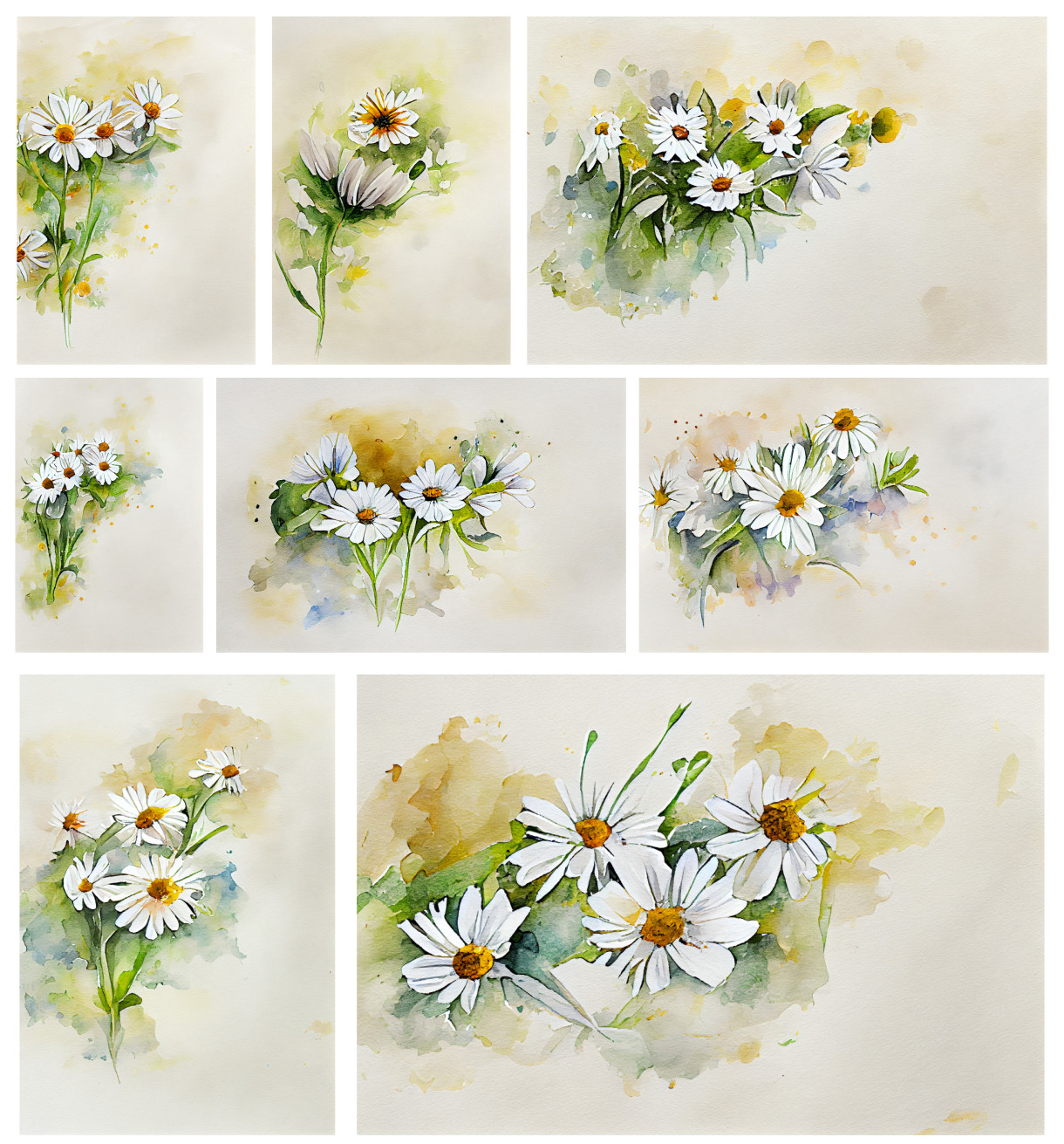 Delicate Beauty: Watercolor Daisy Flower on Beige Background