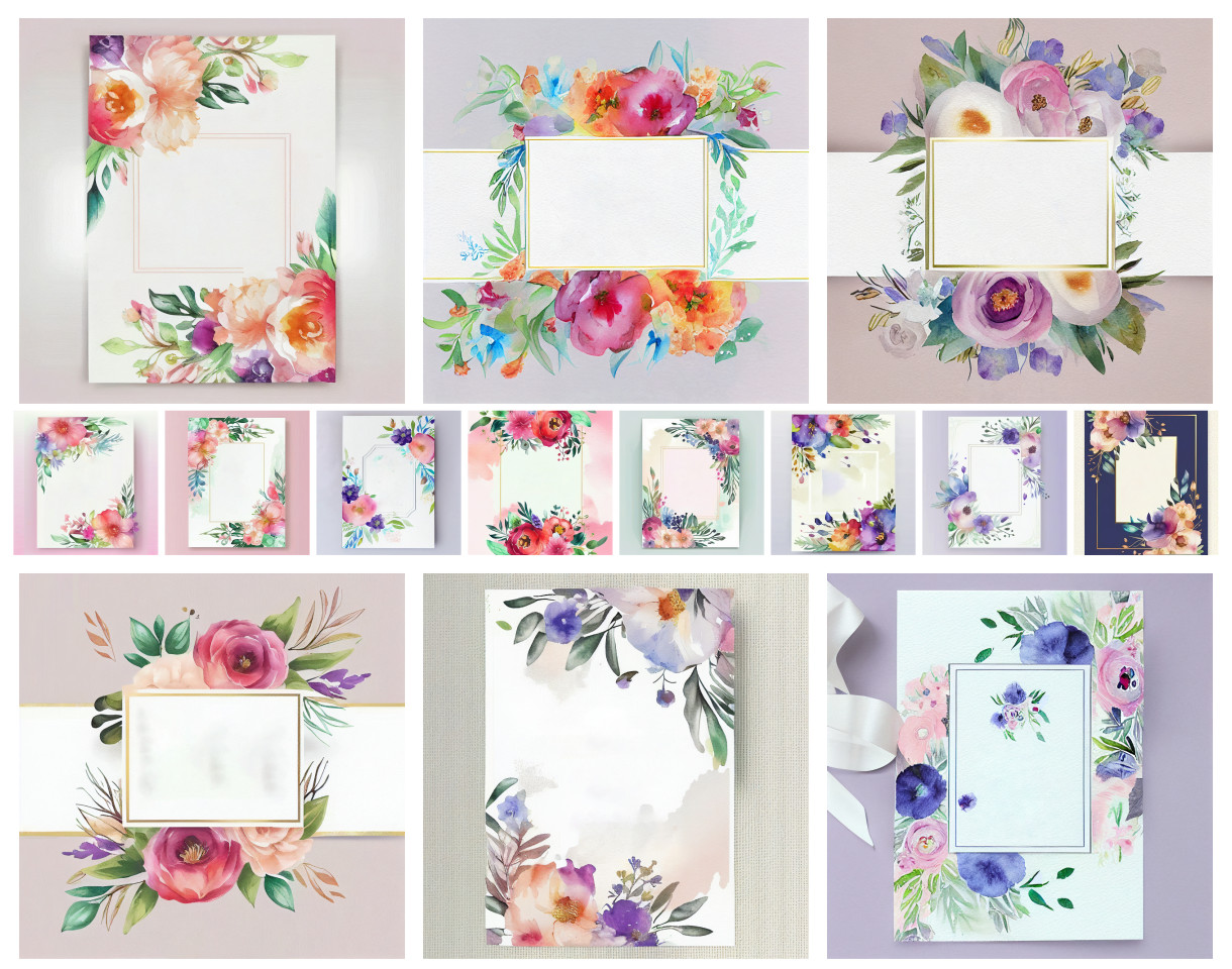 Unique Watercolor Flower Wedding Invitations