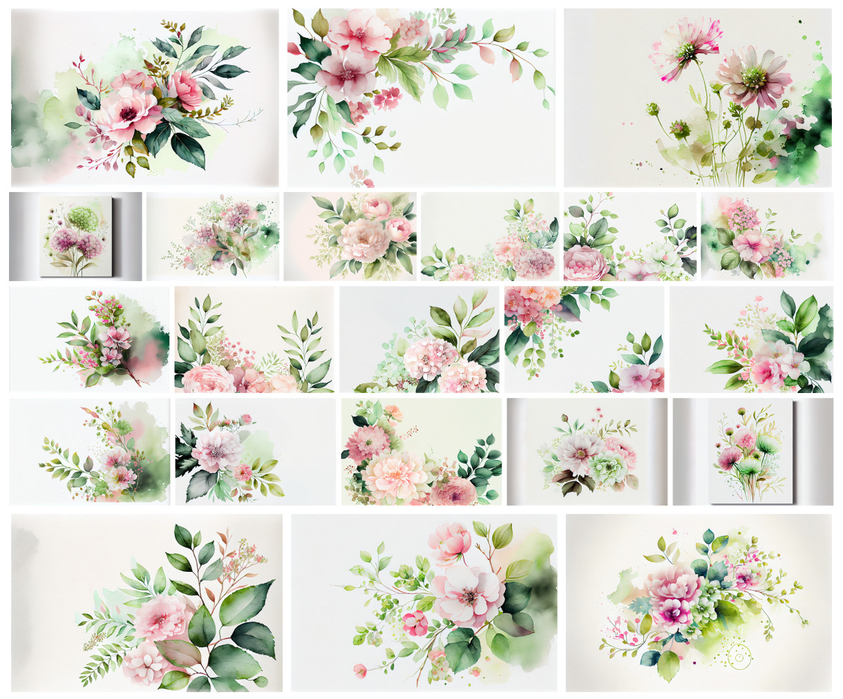 The Serenity of Pale Pink: 22 Watercolor Flower Backgrounds