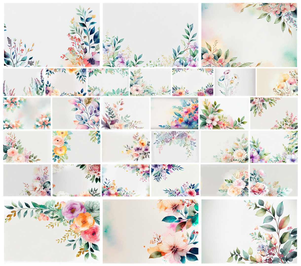 Elegance in Every Brush Stroke: 31 Watercolor Pastel Flower Card Backgrounds