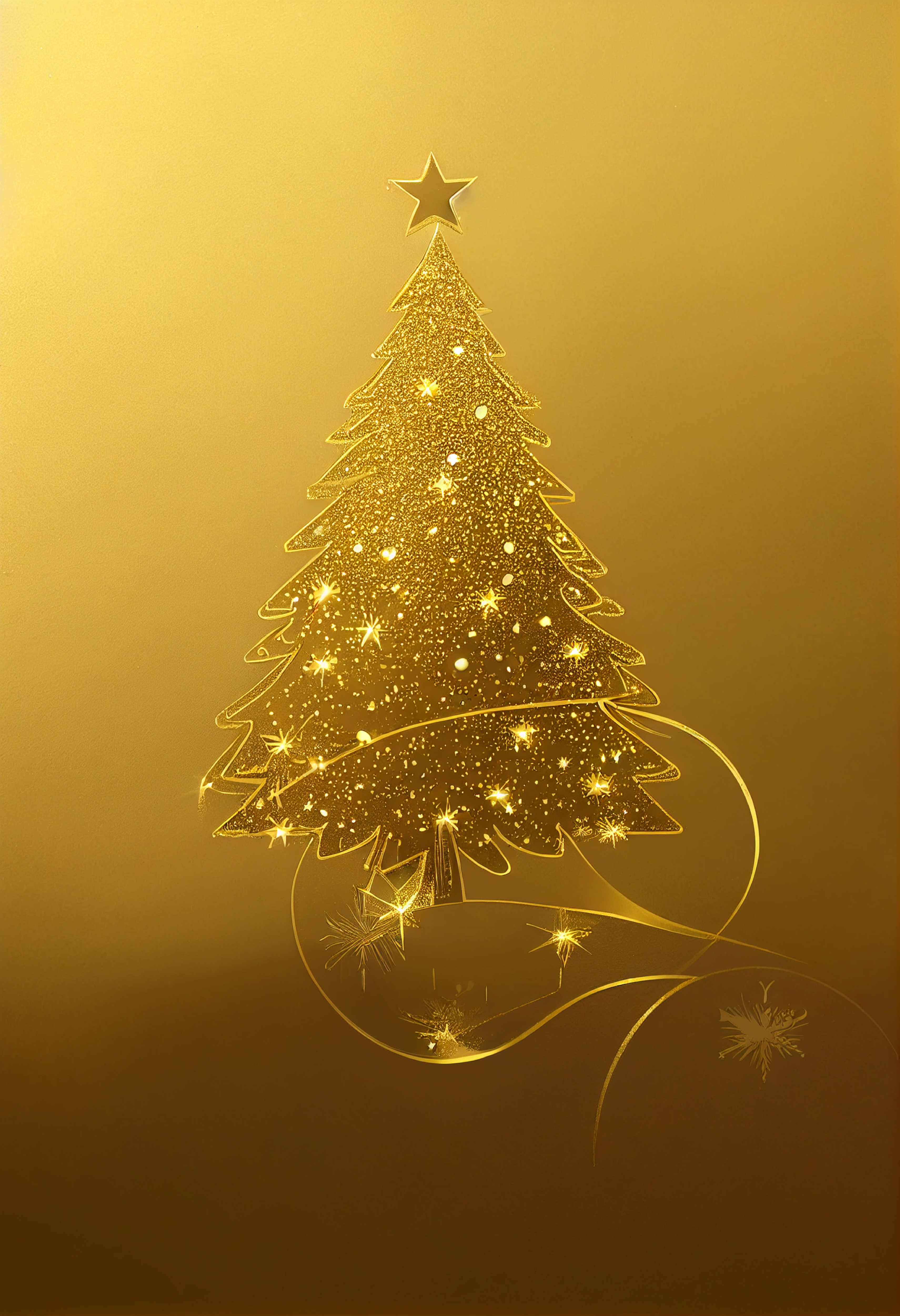 Gold Christmas Tree Background Image