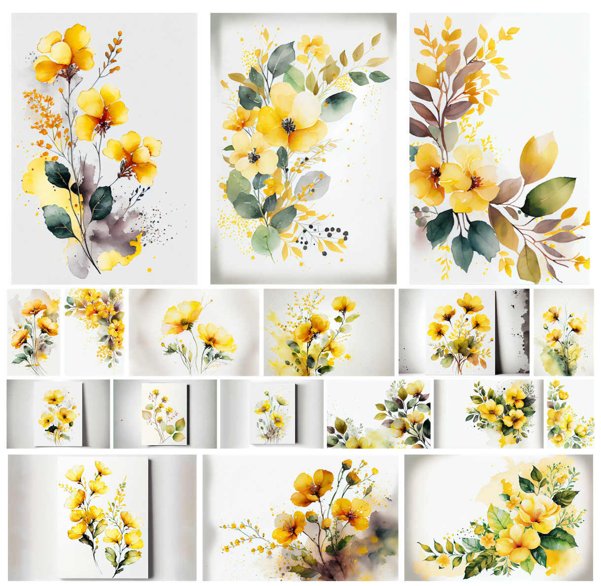 Sunny Splendor: 18 Watercolor Yellow Flower Backgrounds to Brighten Your Designs