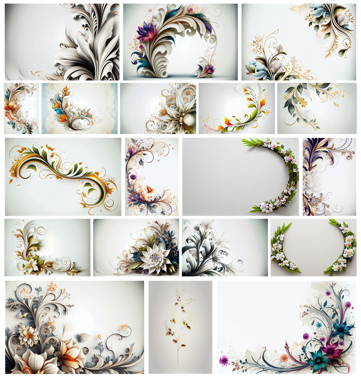 Elegant White Floral Illustrations: 19 Free Card Backgrounds
