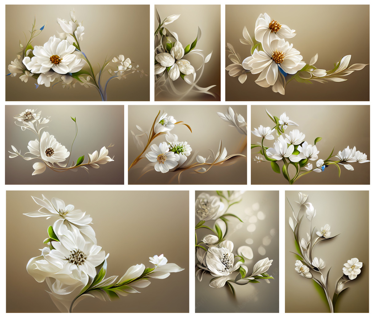Sublime Simplicity: White Flower on Beige Background Designs