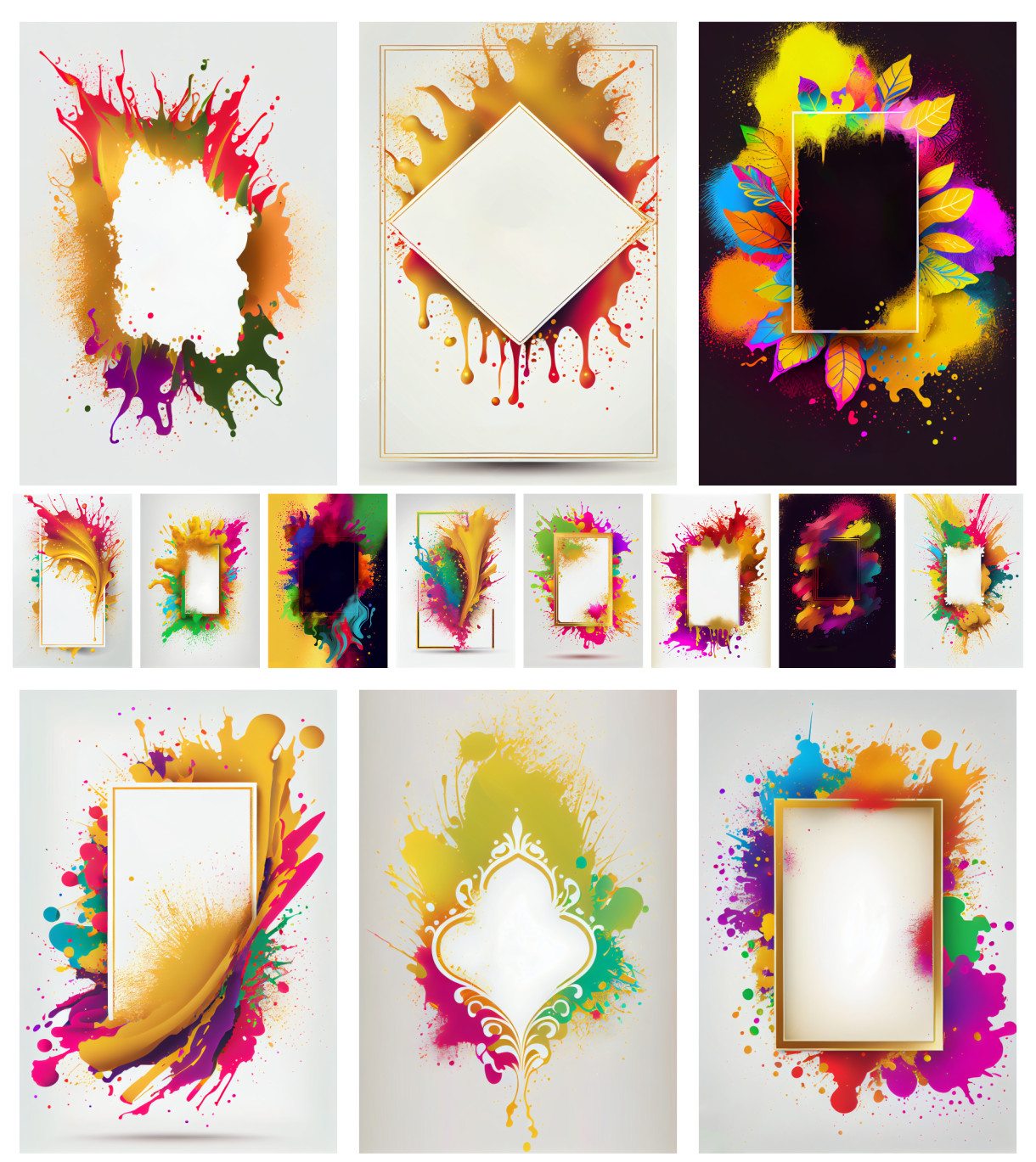 Colorful Holi Frame Splashes: Framing the Festivals Vibrancy