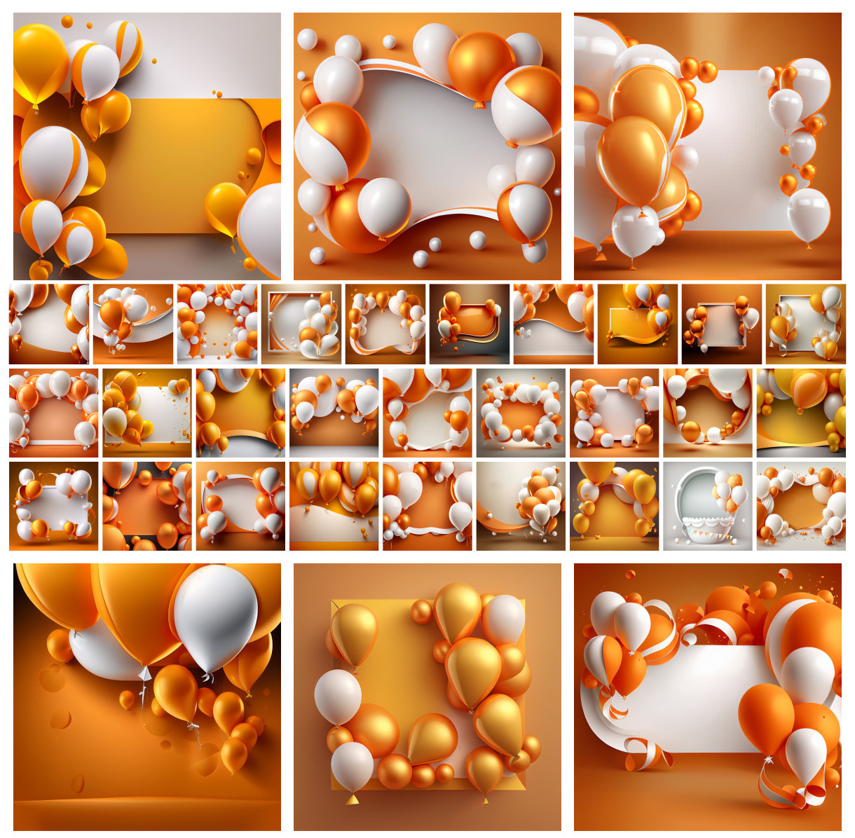 Unique Orange and White Birthday Card Backgrounds