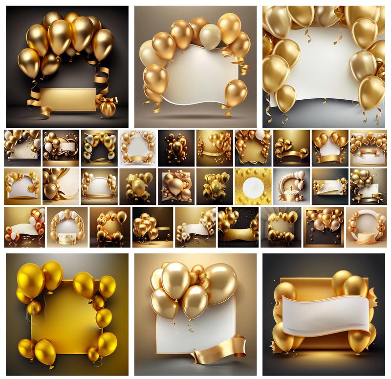 Glisten and Gleam: Gold Birthday Card Background Collection