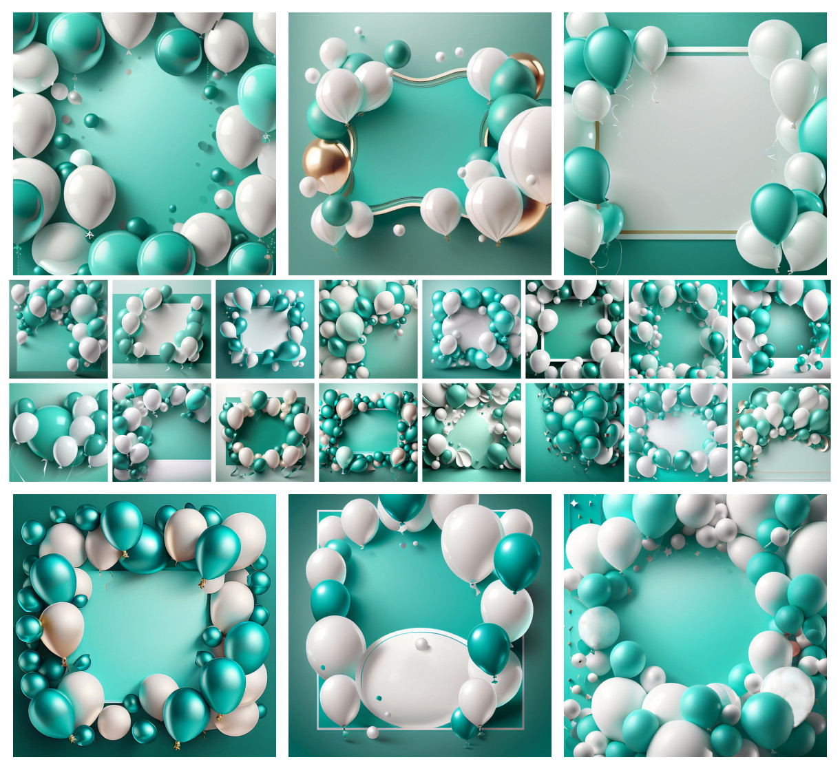 Subtle Sophistication: Turquoise and White Birthday Backgrounds