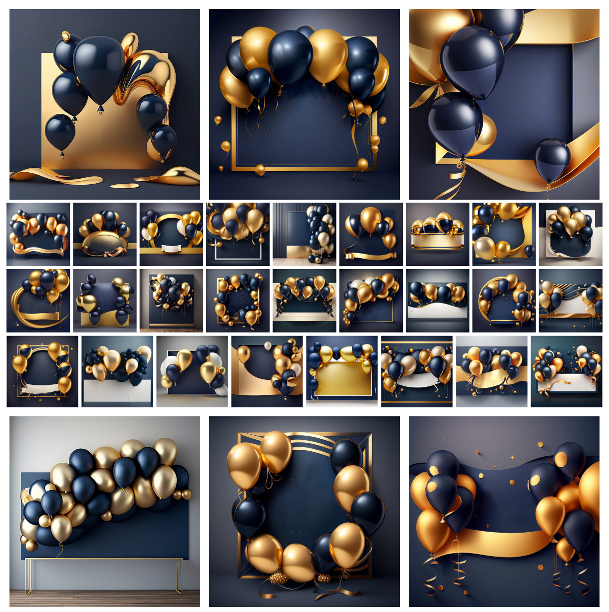 Elegance Defined: Navy and Gold Birthday Card Backgrounds