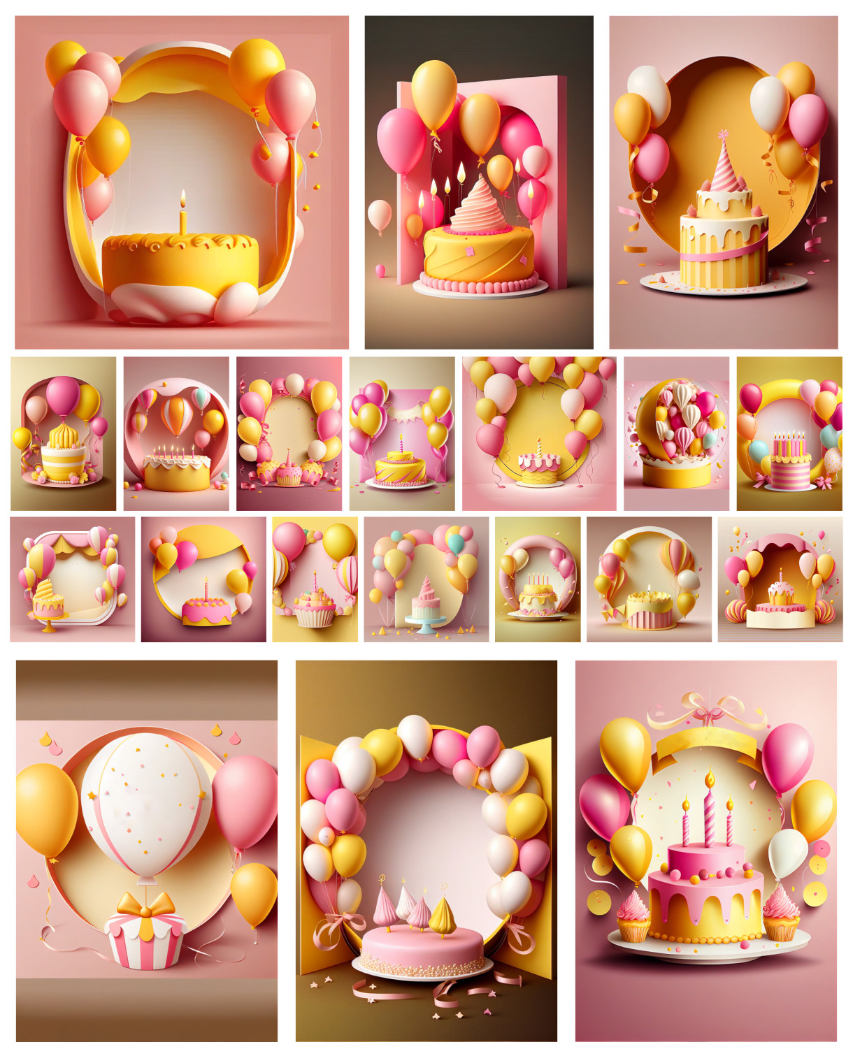 Experience the Charm of Pink and Yellow Birthday Backgrounds