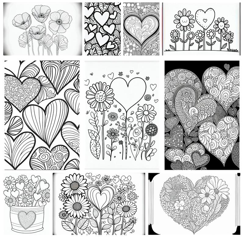 Hearts Unfolded: A Journey through Heart-inspired Coloring Book Designs