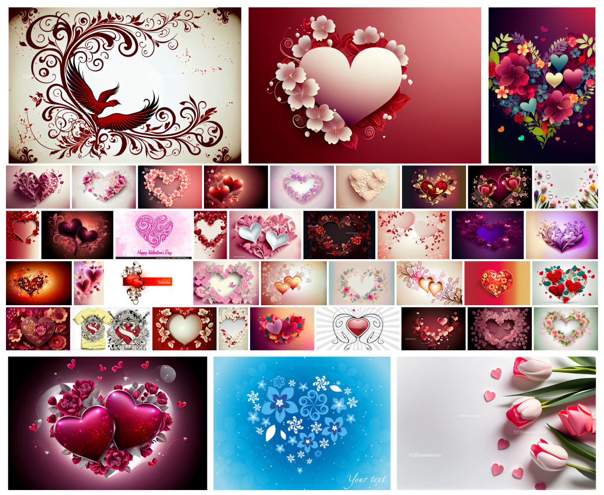 Intricate Blue Floral Heart Vectors: A Valentine’s Day Special