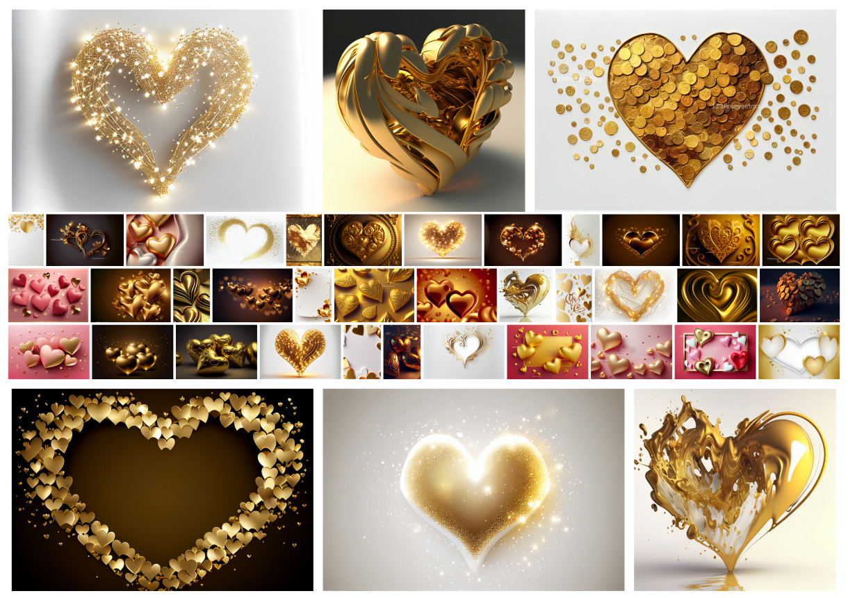 Glistening Love: The Allure of Golden Hearts