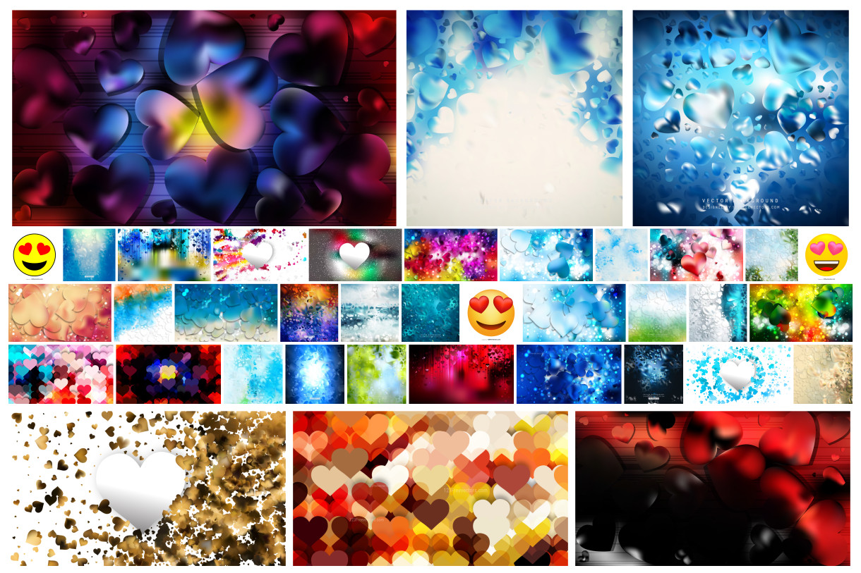 Dive into Love The Abstract Spectrum of Blue & Beige Heart Designs