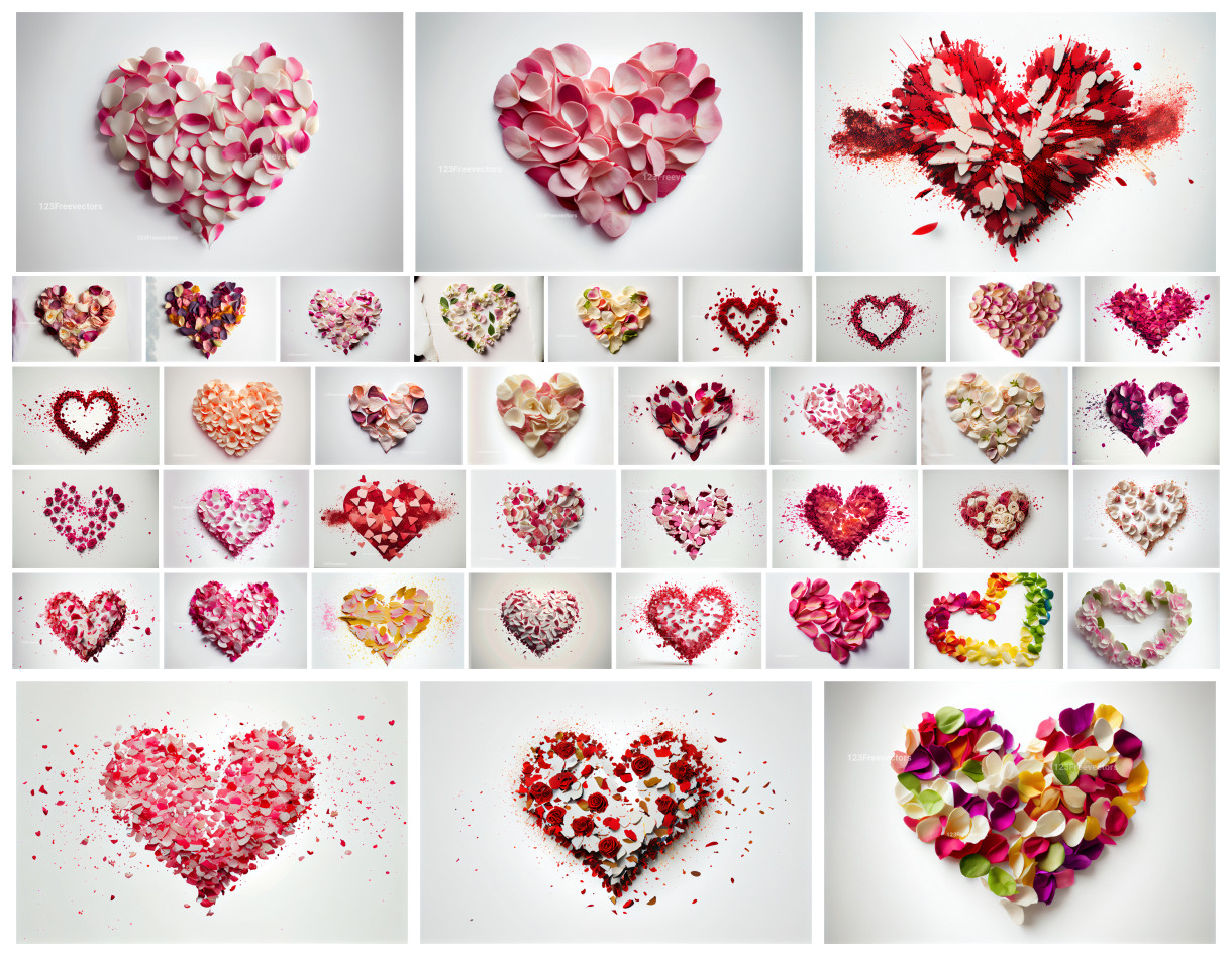 Elegance in Every Petal: 39 Rose Petals Heart Shape Backgrounds for Your Creations