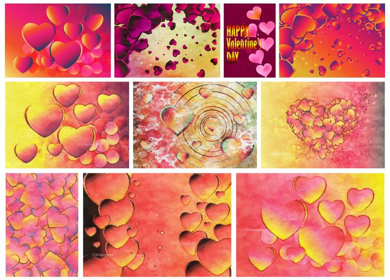 Diverse Shades of Affection Pink and Orange Heart Designs