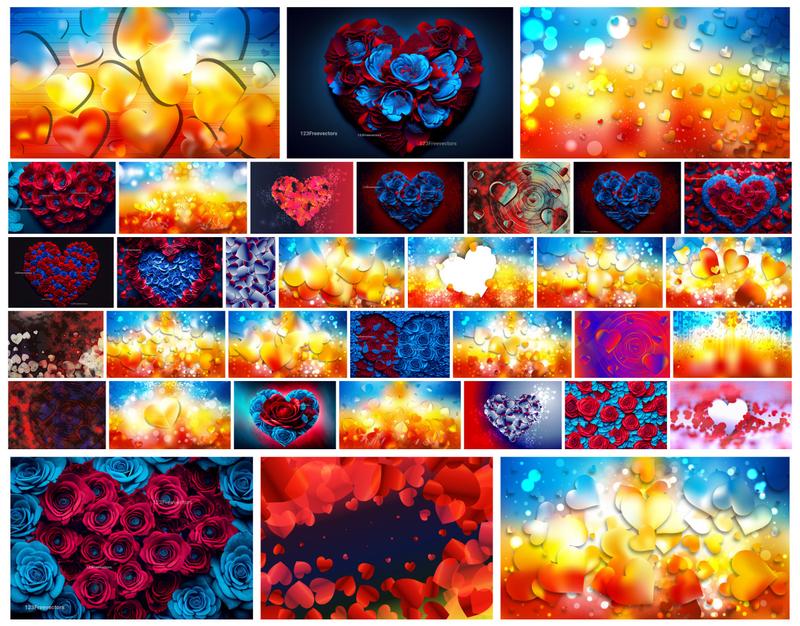 Captivating Red and Blue Heart Backgrounds