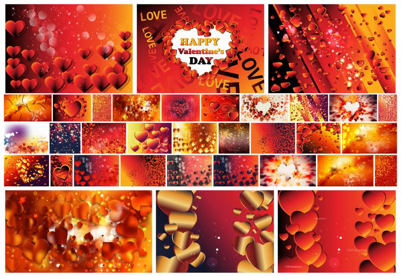 Passionate Red and Orange Heart Backgrounds
