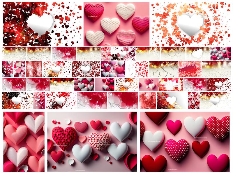 Elegant Red and White Heart Backgrounds