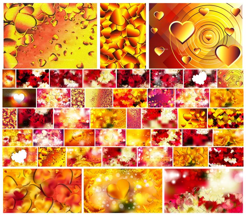 Vibrant Harmony Red and Yellow Heart Backgrounds