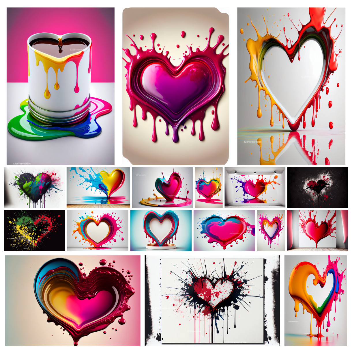 Expressive Heart Splatters Unleash Creativity