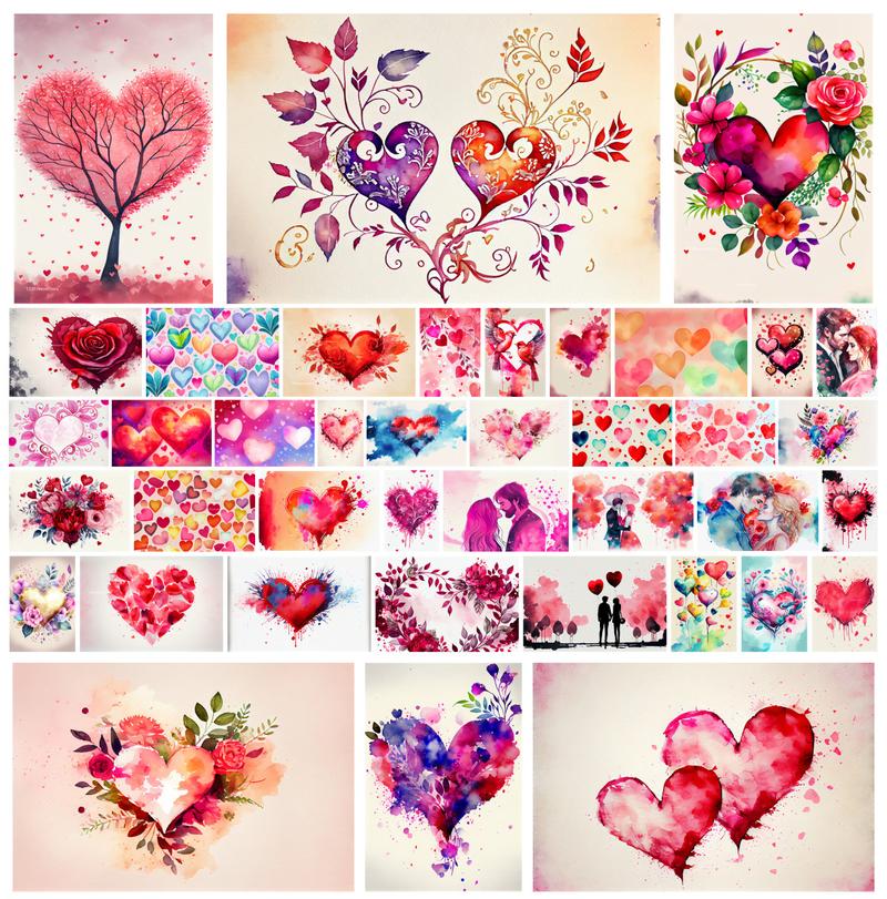 40+ Heart Watercolor Designs for Valentines Day and More