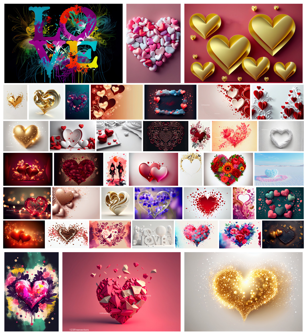 Unveiling 41 Exquisite Valentine’s Image Designs: From 3D Gold to Watercolor Hearts