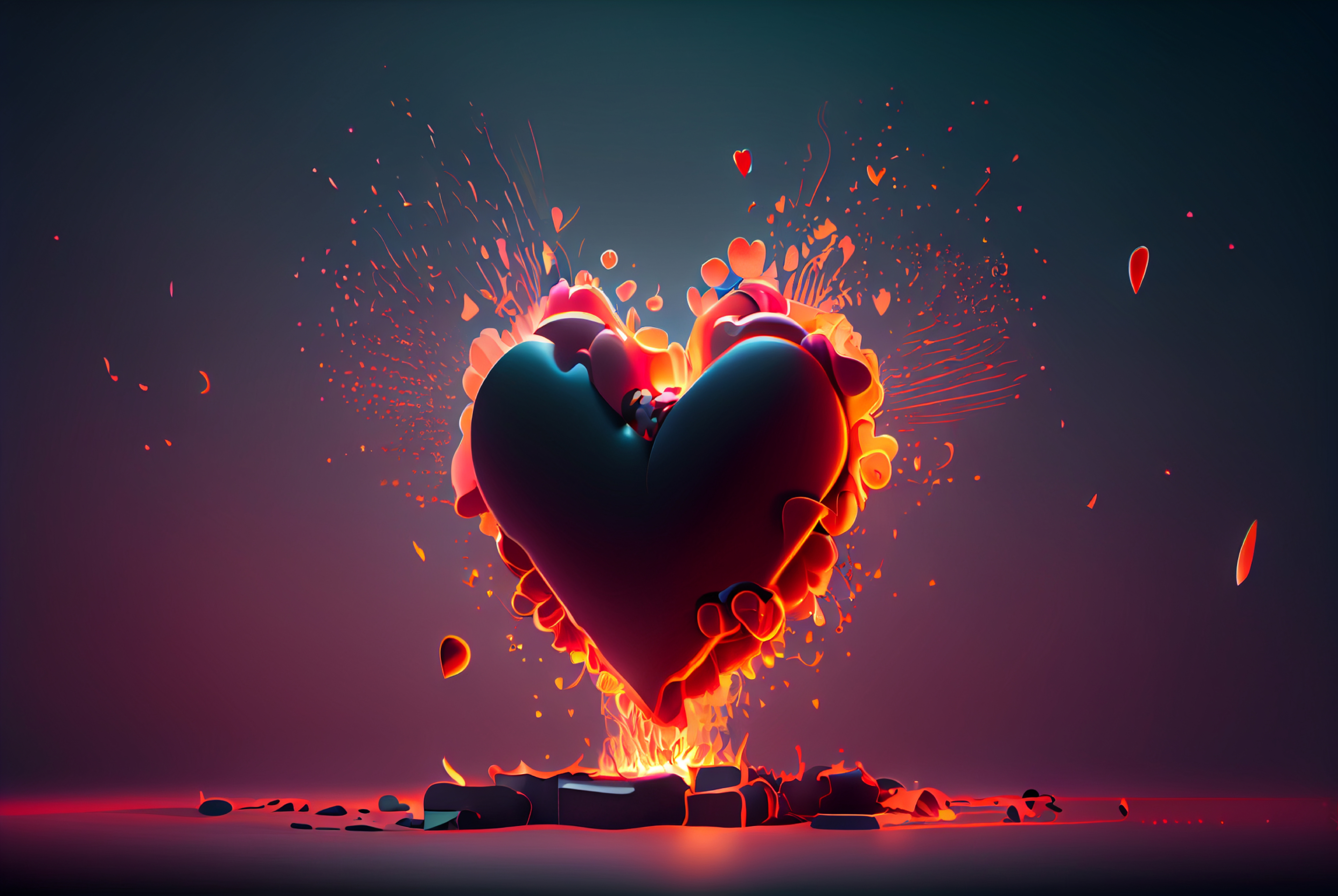Exploding Heart Valentines Background