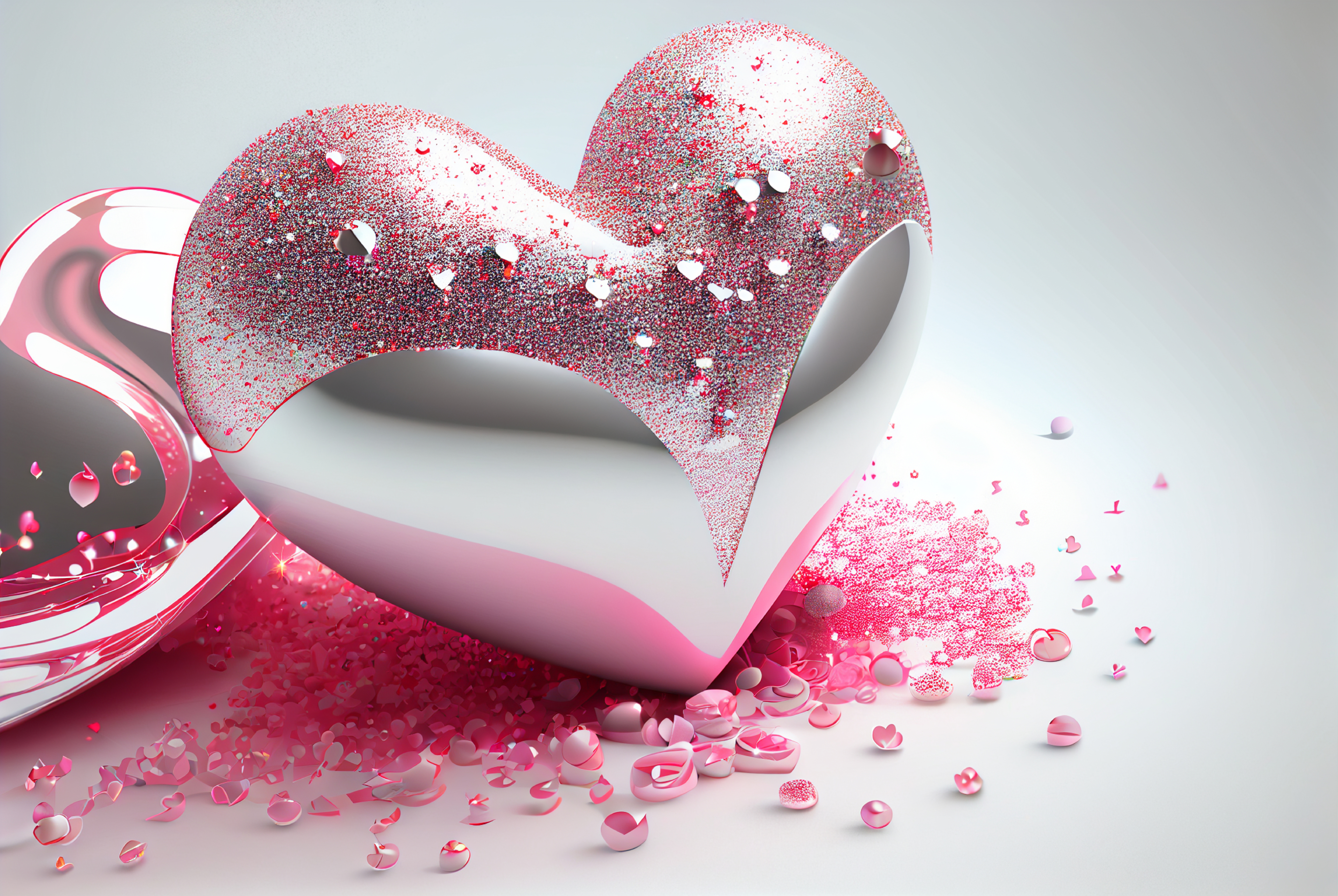 Valentines Day Glittering White Background