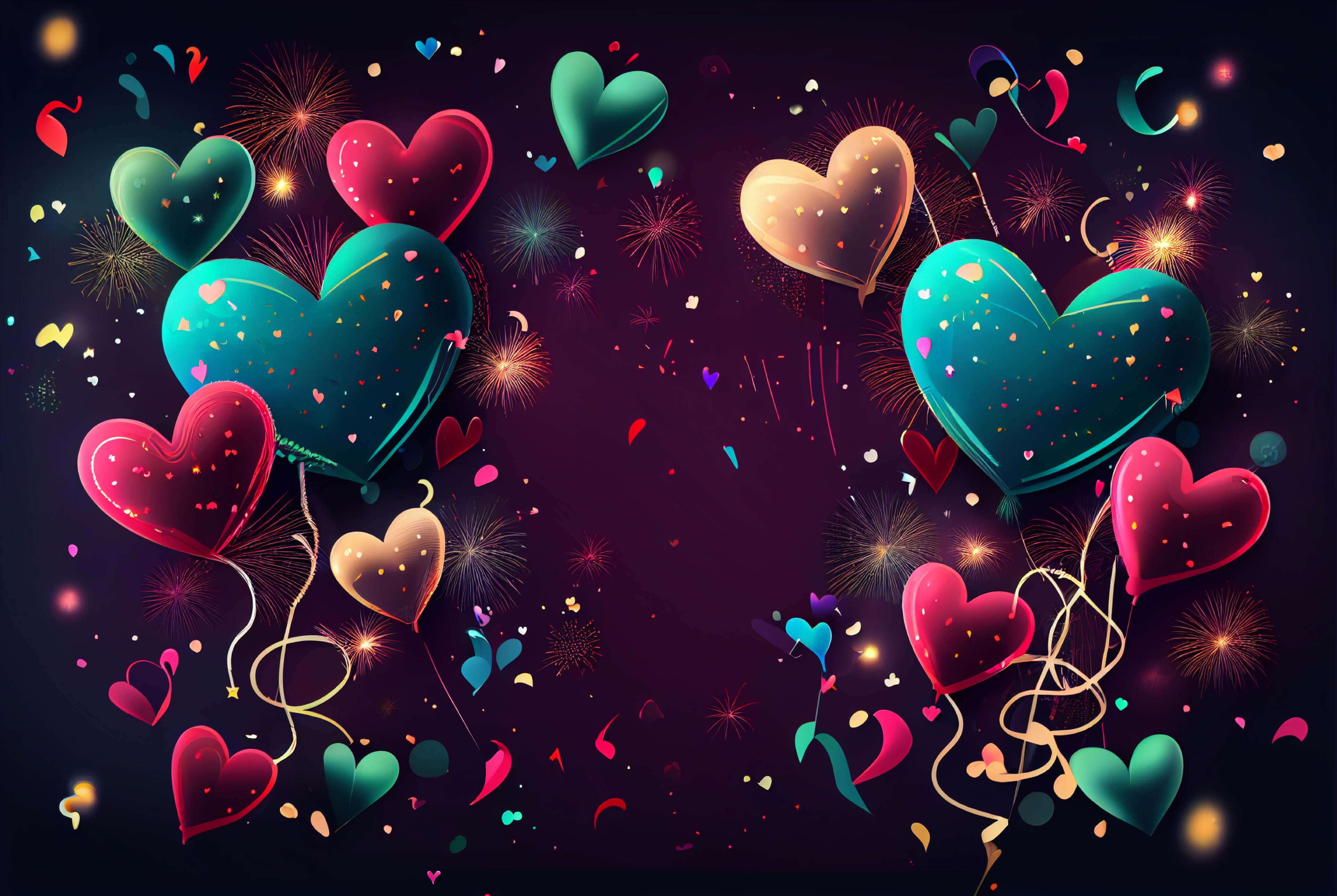 Valentines Day Holiday Background Greeting Card with Hearts