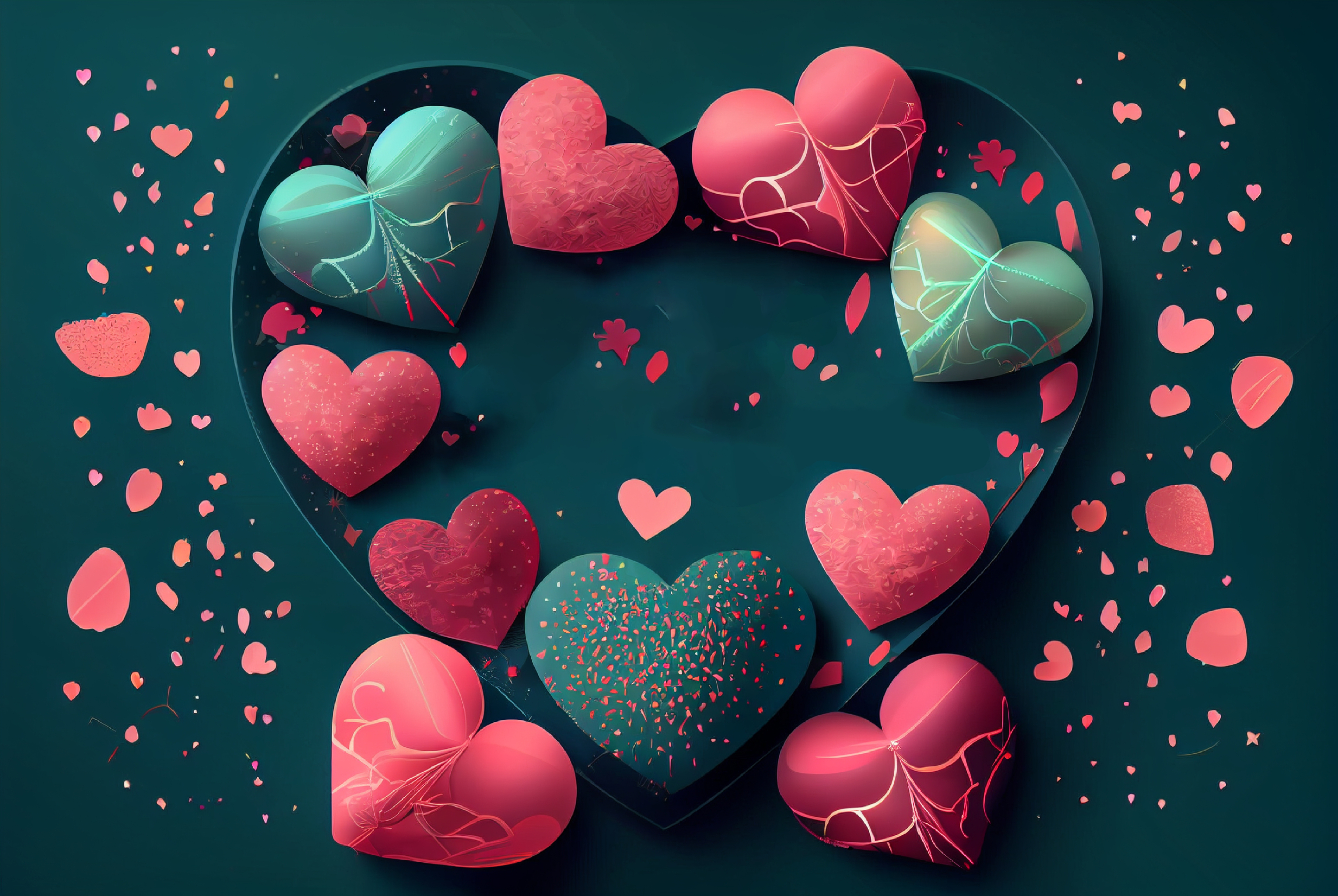 Valentines Day Holiday Greeting Card Background with Hearts