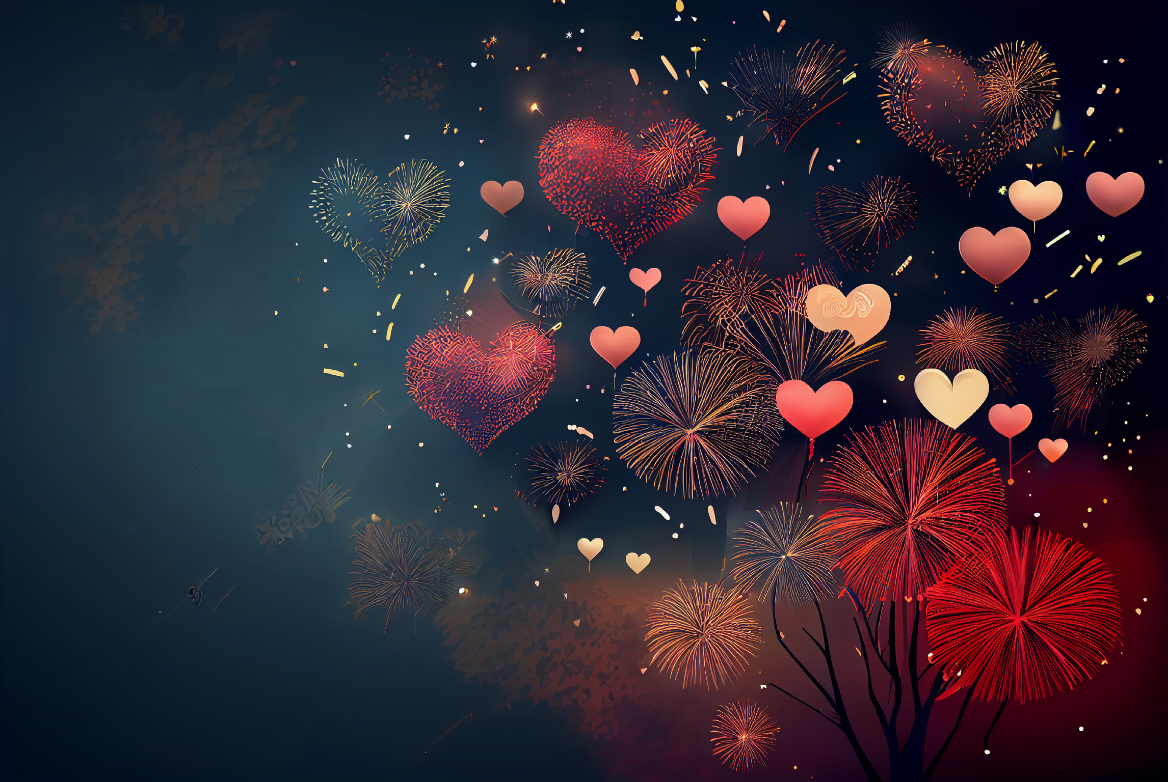 Valentines Day Holiday Background Greeting Card with Hearts
