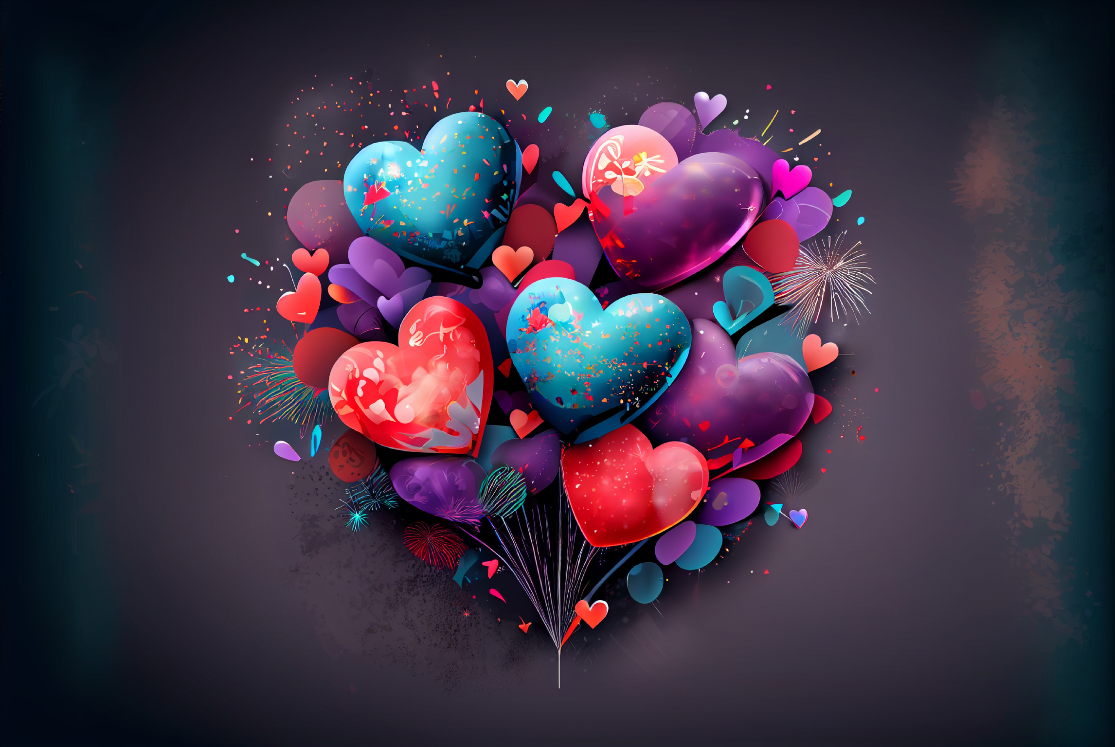 Valentines Day Holiday Background Greeting Card with Hearts