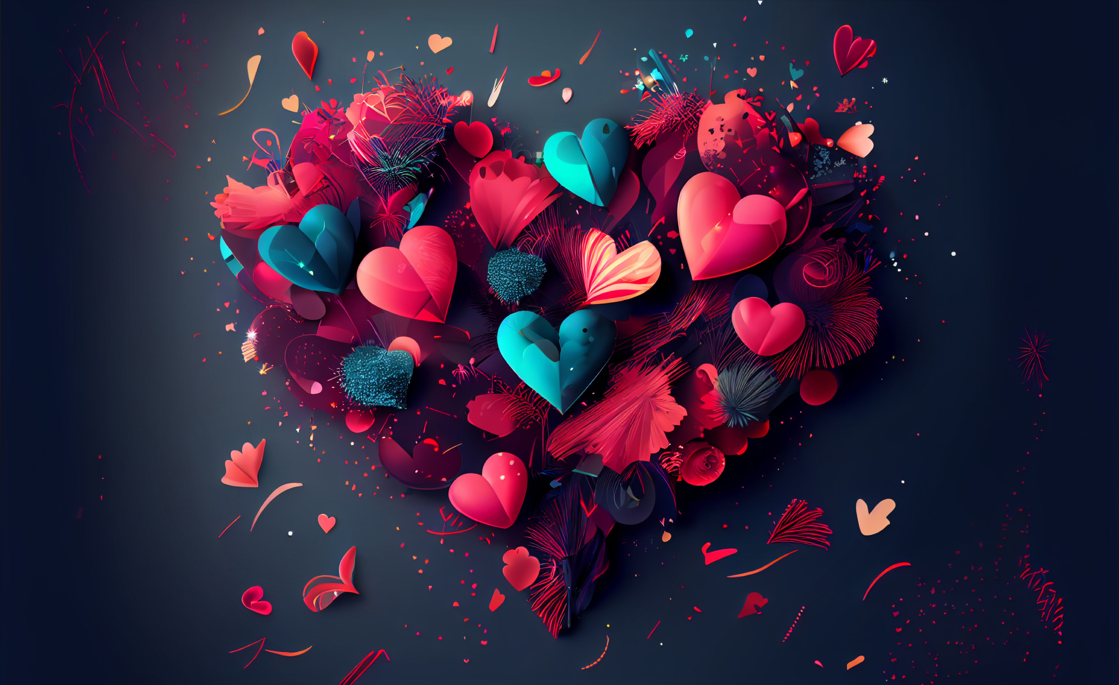 Valentines Day Holiday Background Greeting Card with Hearts