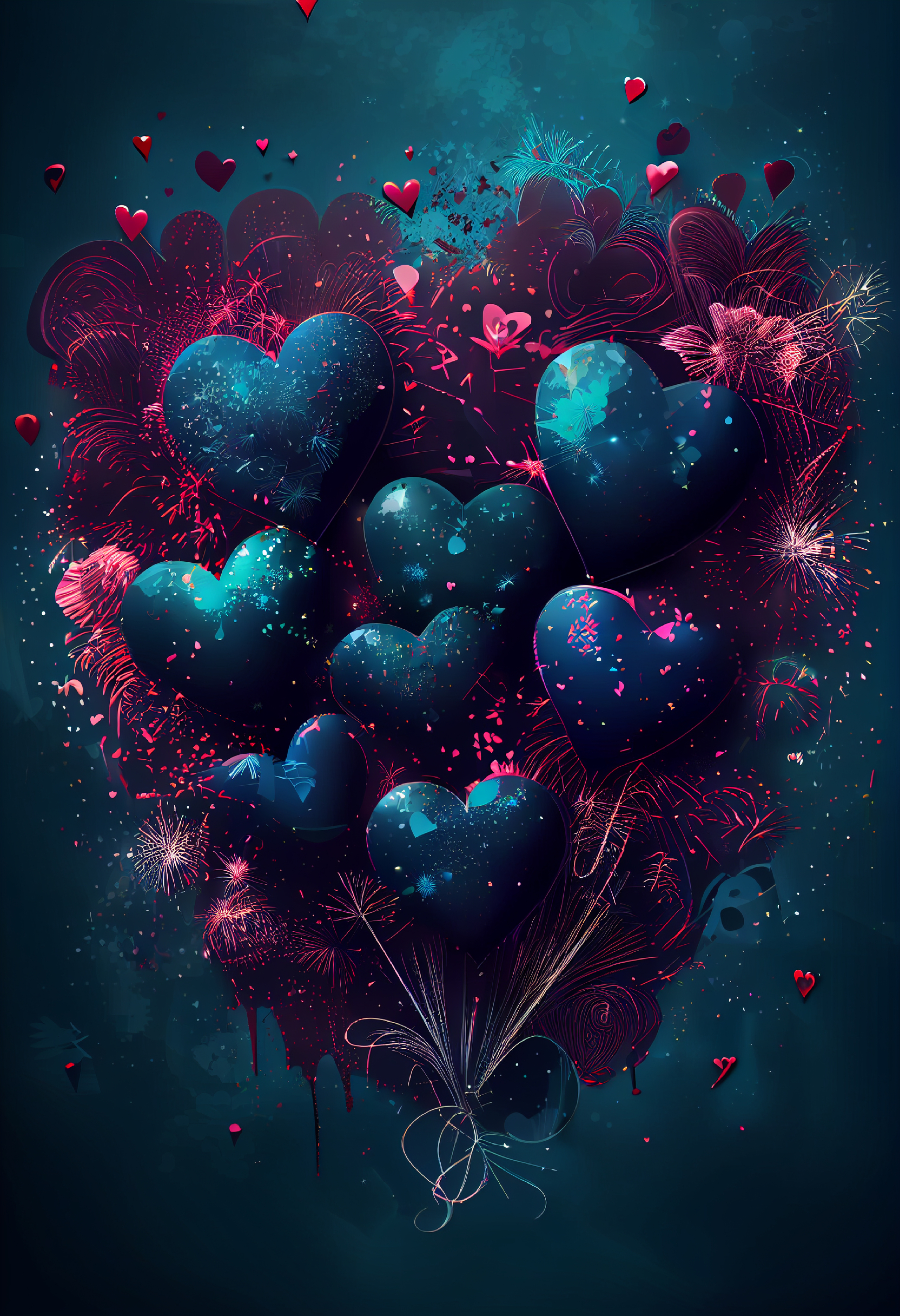 Valentines Day Holiday Greeting Card Background with Hearts